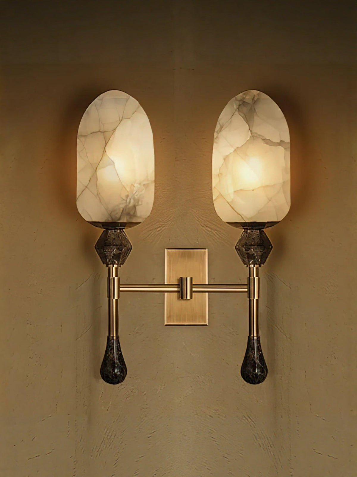 Mila Vintage Alabaster Doppel-Wandleuchte