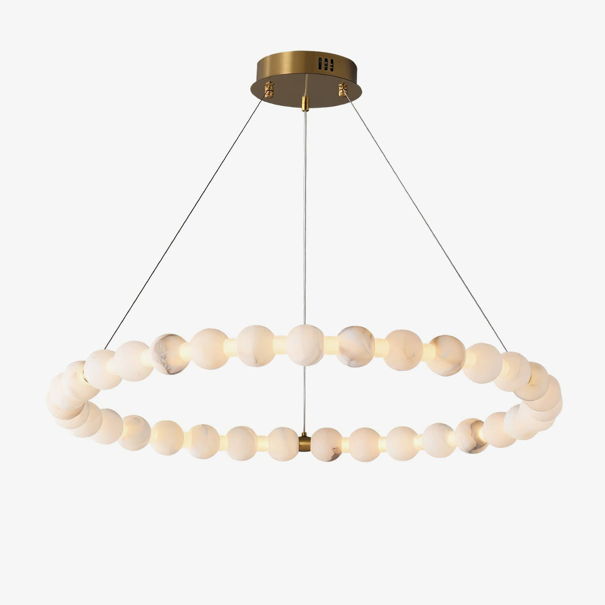 Eirelian zeitgenössische Alabaster-Pendelleuchte in Kronleuchter-Form