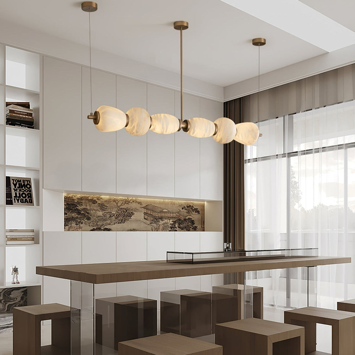 Saroa Alabaster Linear Pendelleuchte
