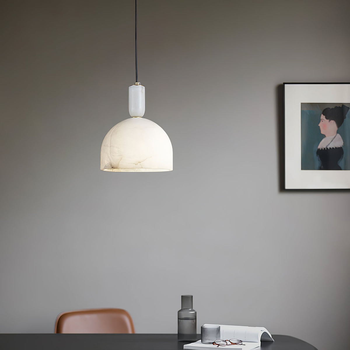 Leda Minimalistische Pendelleuchte aus Alabaster