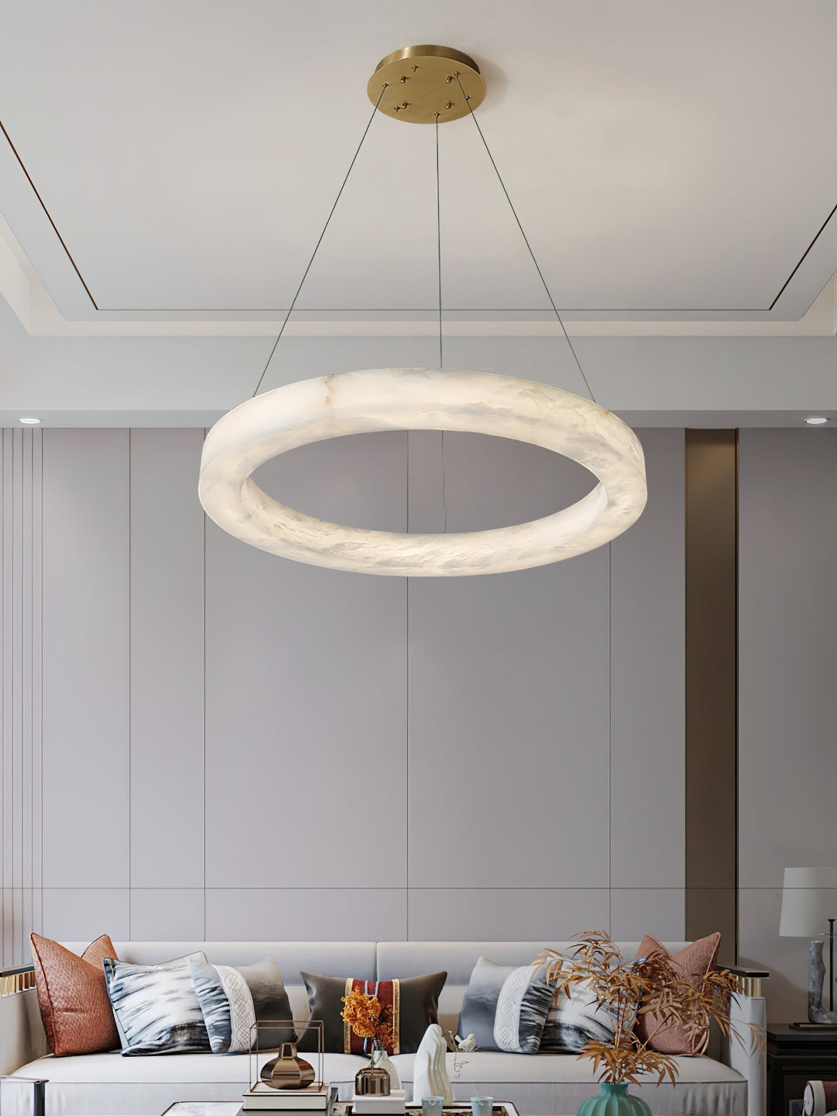 Plotuvyn Kronleuchter zeitgenössische luxuriöse Kronleuchte aus Alabaster in Ringform