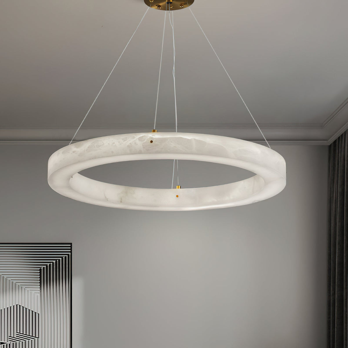 Plotuvyn Kronleuchter zeitgenössische luxuriöse Kronleuchte aus Alabaster in Ringform