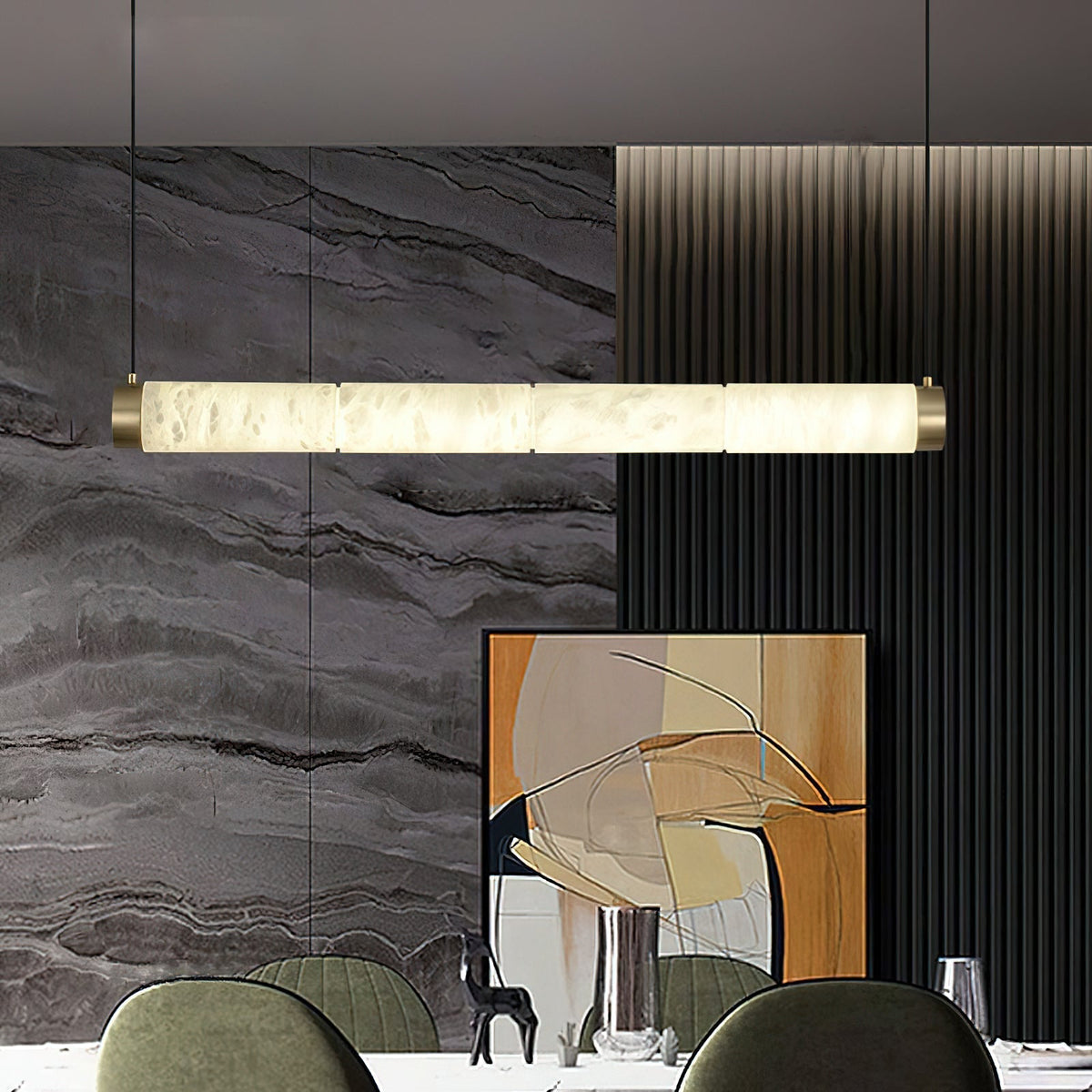 Plotuvyi zeitgenössische Alabaster-Pendelleuchte in Streifenform