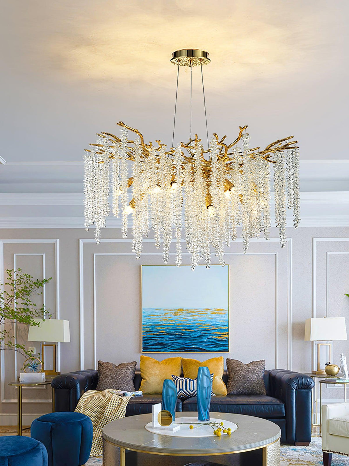 Elyuira Kronleuchter Gold Kristall Ast Elegant