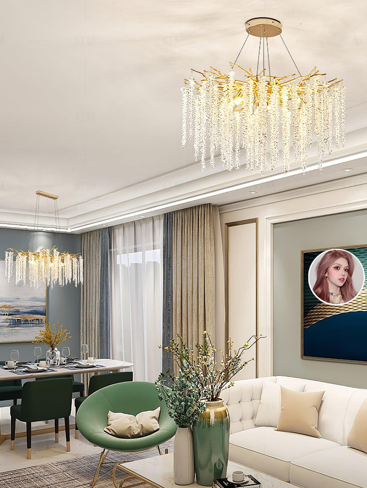 Elyuira Kronleuchter Gold Kristall Ast Elegant