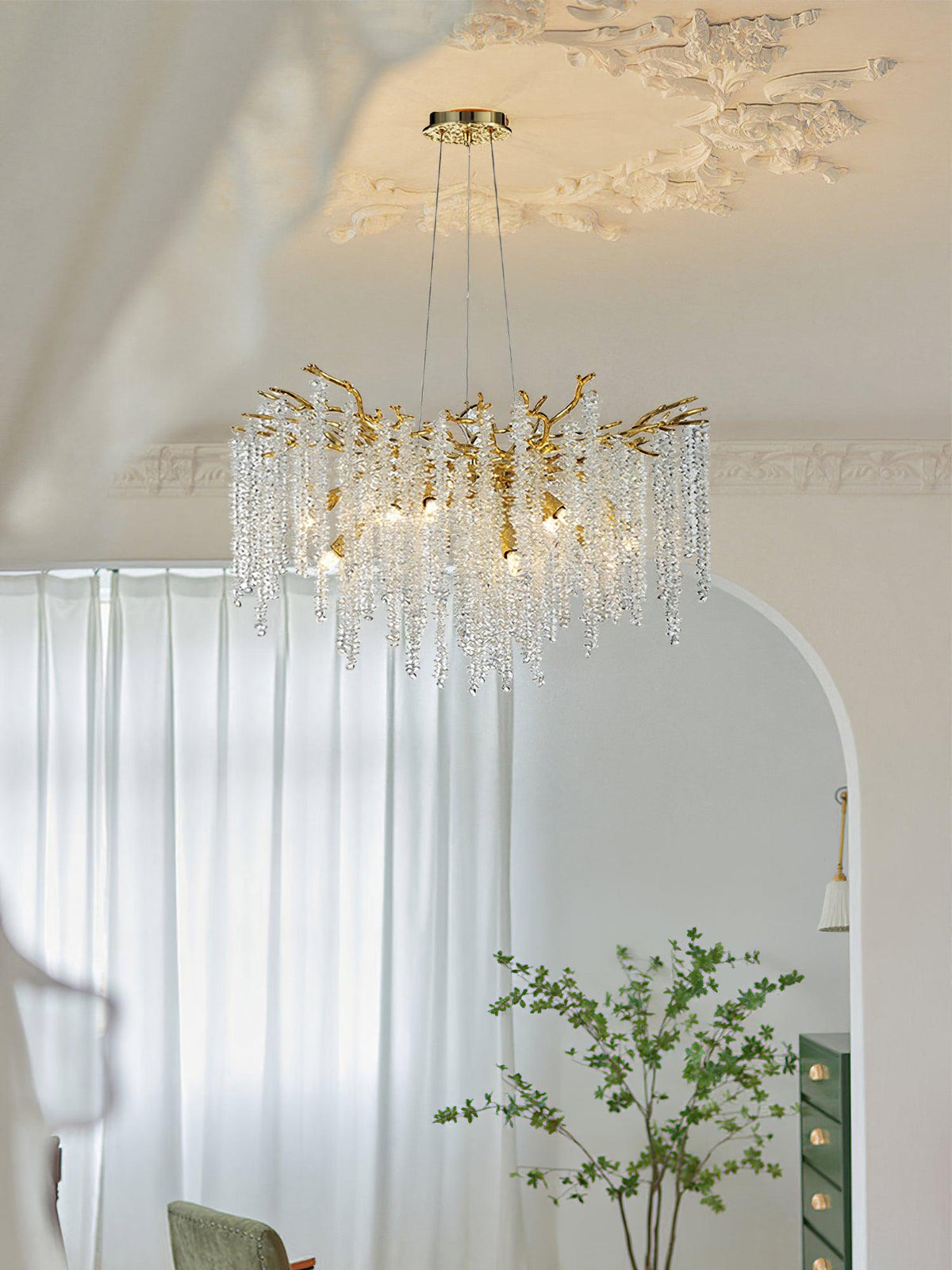 Elyuira Kronleuchter Gold Kristall Ast Elegant