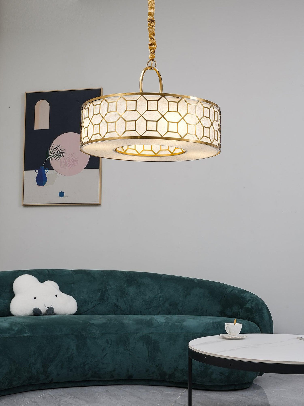 Arshaor Premium Elegance runde Pendelleuchte aus Kupfer mit Glaskolben