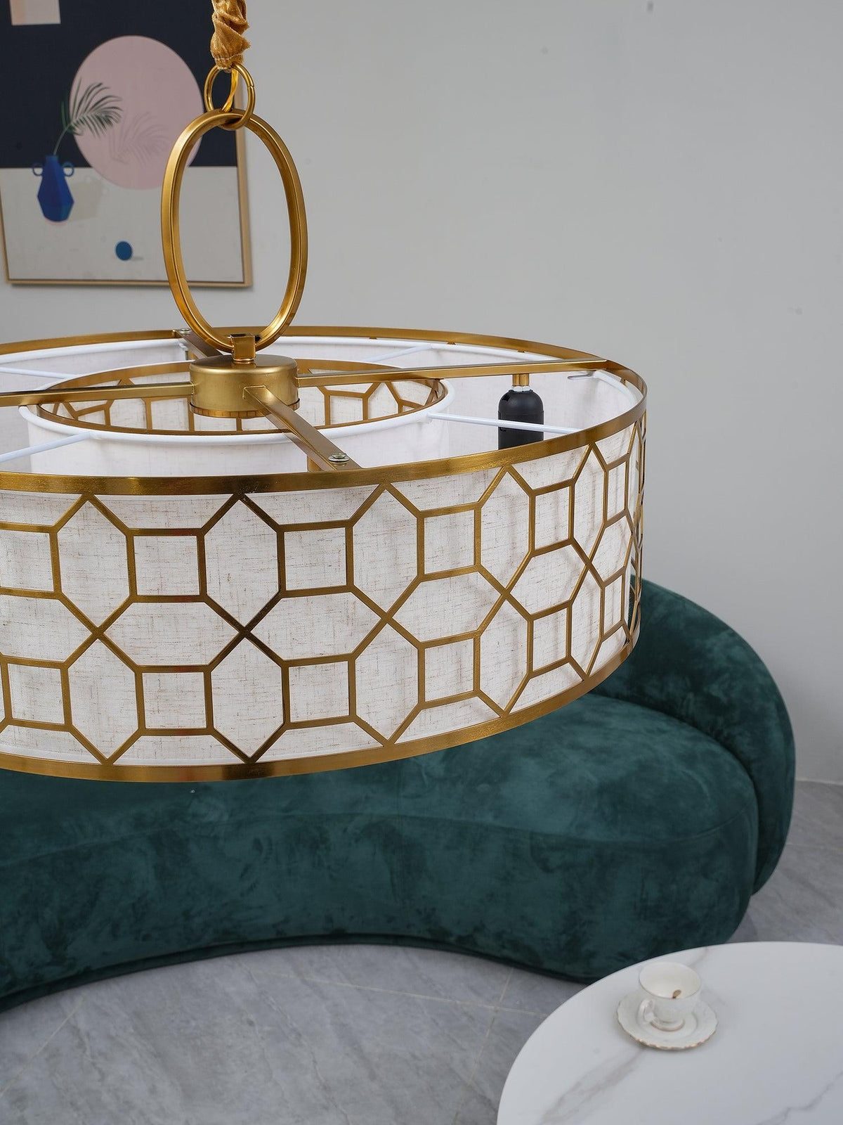 Arshaor Premium Elegance runde Pendelleuchte aus Kupfer mit Glaskolben