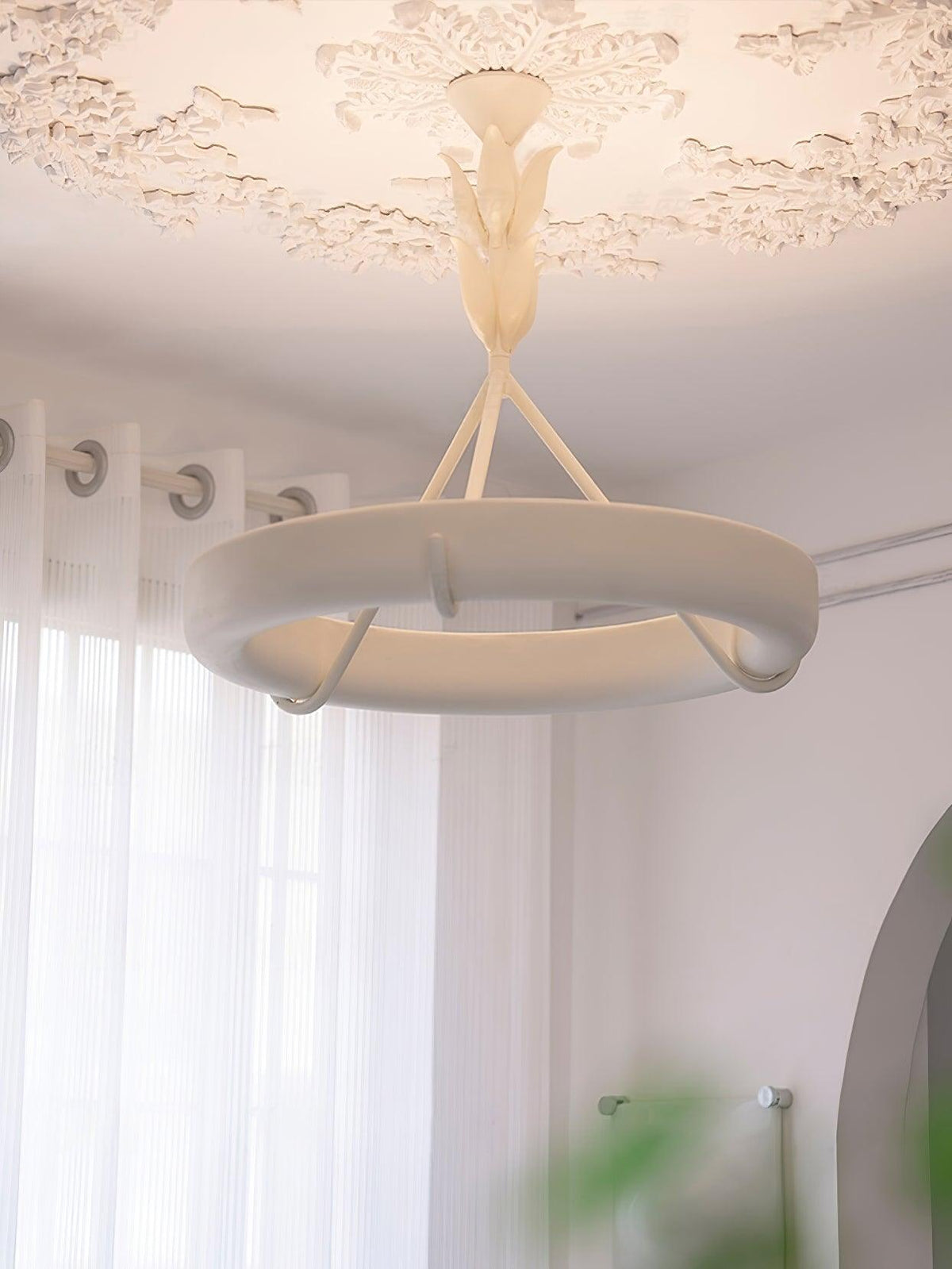 Eixor Kronleuchter Gips Weiß Floral-Form Minimalistisch