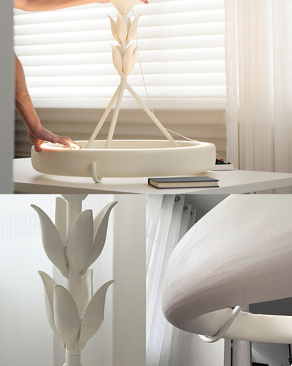 Eixor Kronleuchter Gips Weiß Floral-Form Minimalistisch