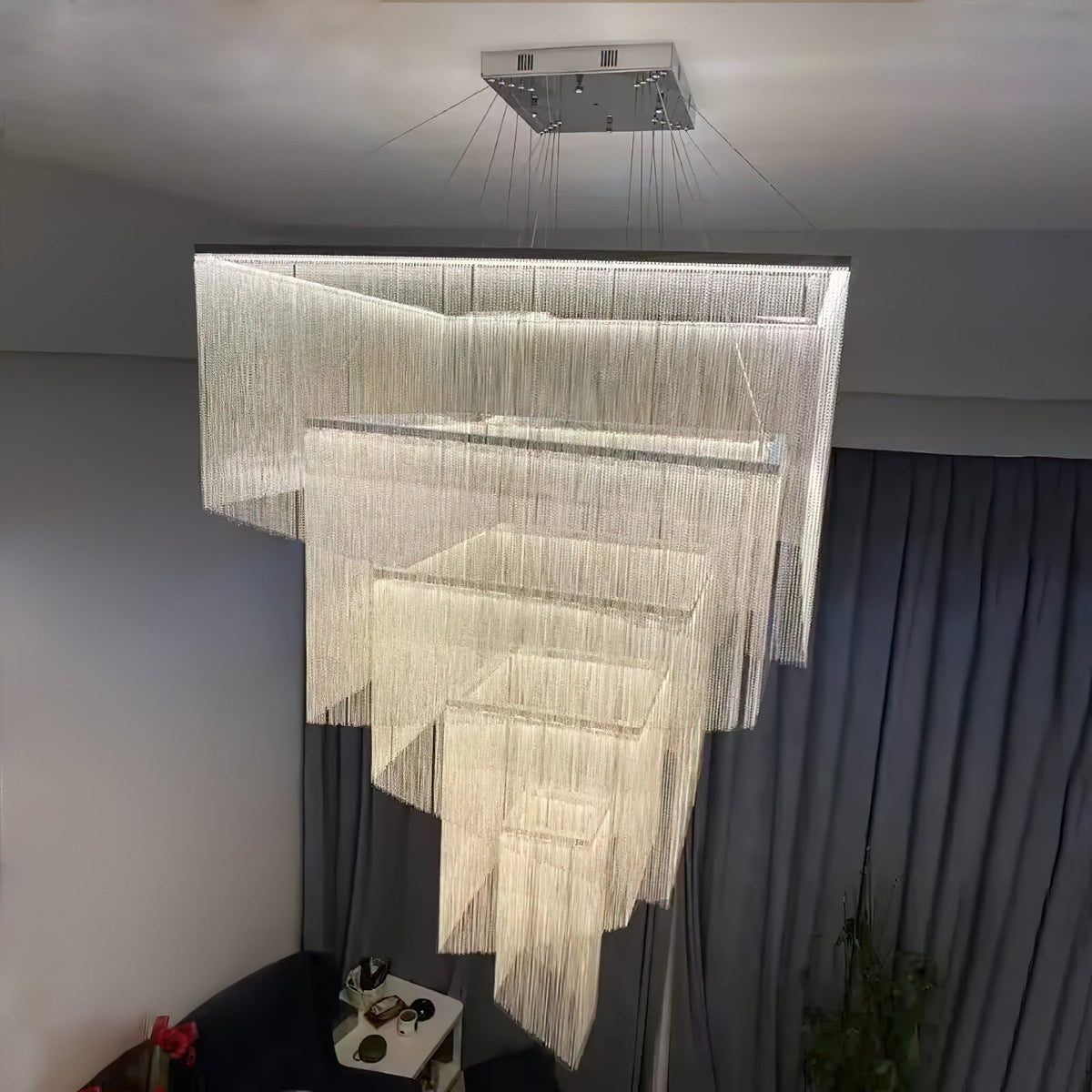 Caeluvyn Kronleuchter Postmodern Kettensaure mit Metallketten und Quasten