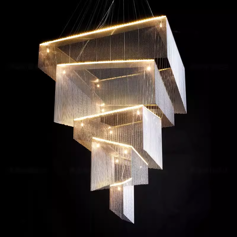 Caeluvyn Kronleuchter Postmodern Kettensaure mit Metallketten und Quasten