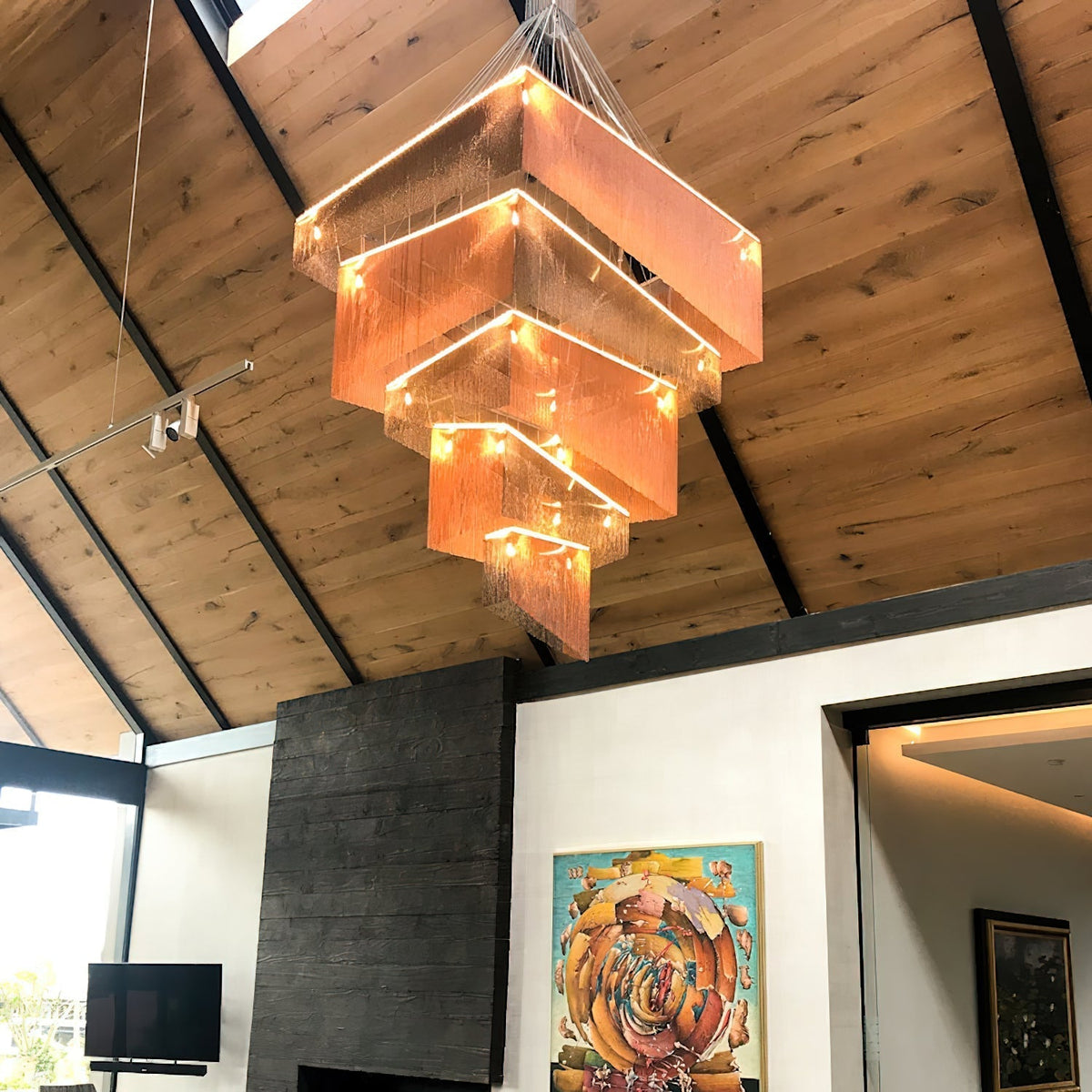Caeluvyn Kronleuchter Postmodern Kettensaure mit Metallketten und Quasten