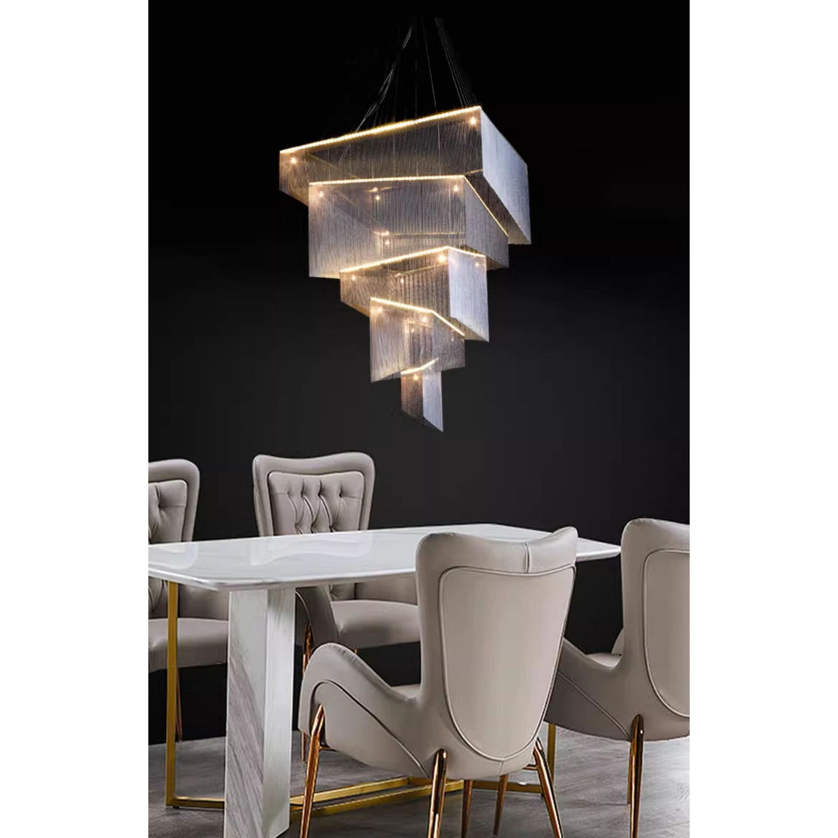 Caeluvyn Kronleuchter Postmodern Kettensaure mit Metallketten und Quasten