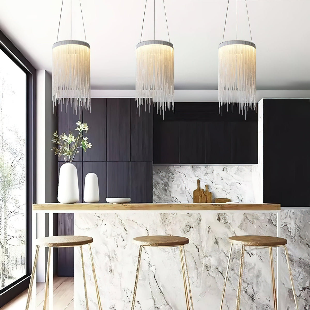 Arsoliel zeitgenössische luxuriöse Pendelleuchte mit Kette und Quasten