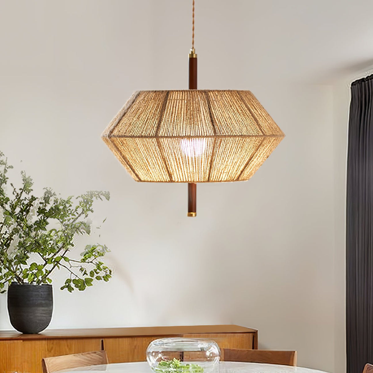 Rattan Vintage Rope Pendelleuchte