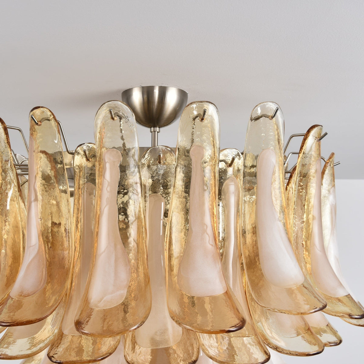 Celelise Deckenleuchte bernsteinfarbene Blattform aus Glas geschichtet Vintage