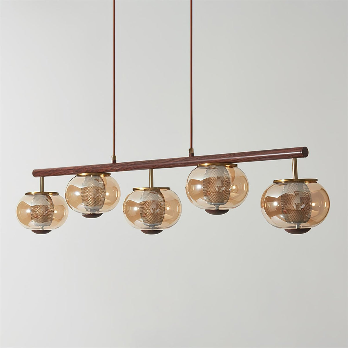 Alviora Pendelleuchte Holz Glas Linear Japandi