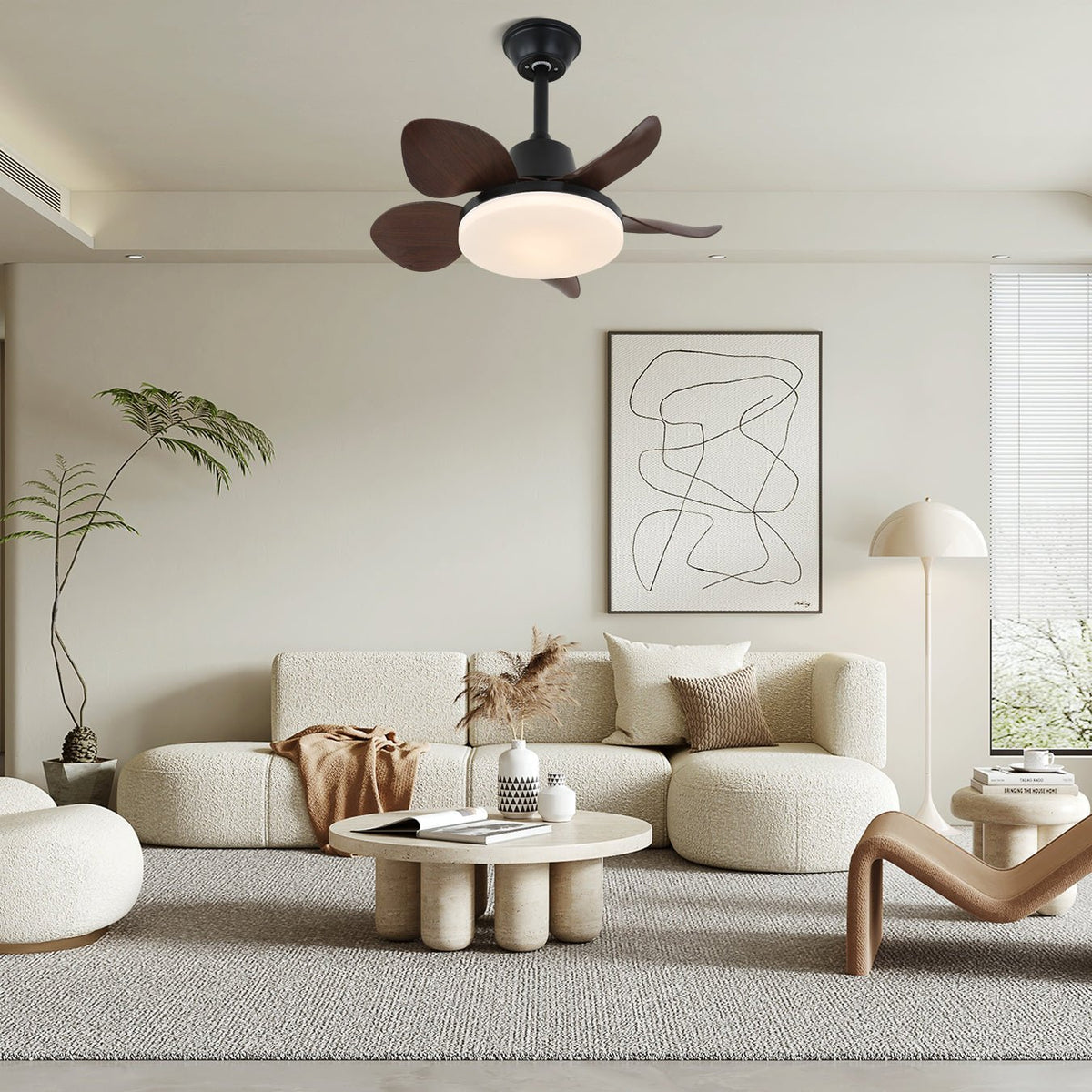 Veyra moderner Deckenventilator mit Beleuchtung aus Holz-Holz