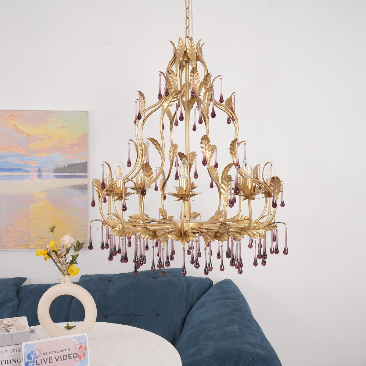 Orienaine Pendelleuchte Gold Blatt