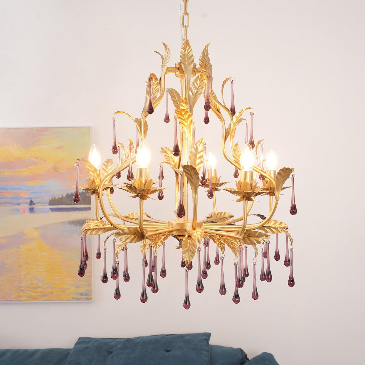 Orienaine Pendelleuchte Gold Blatt