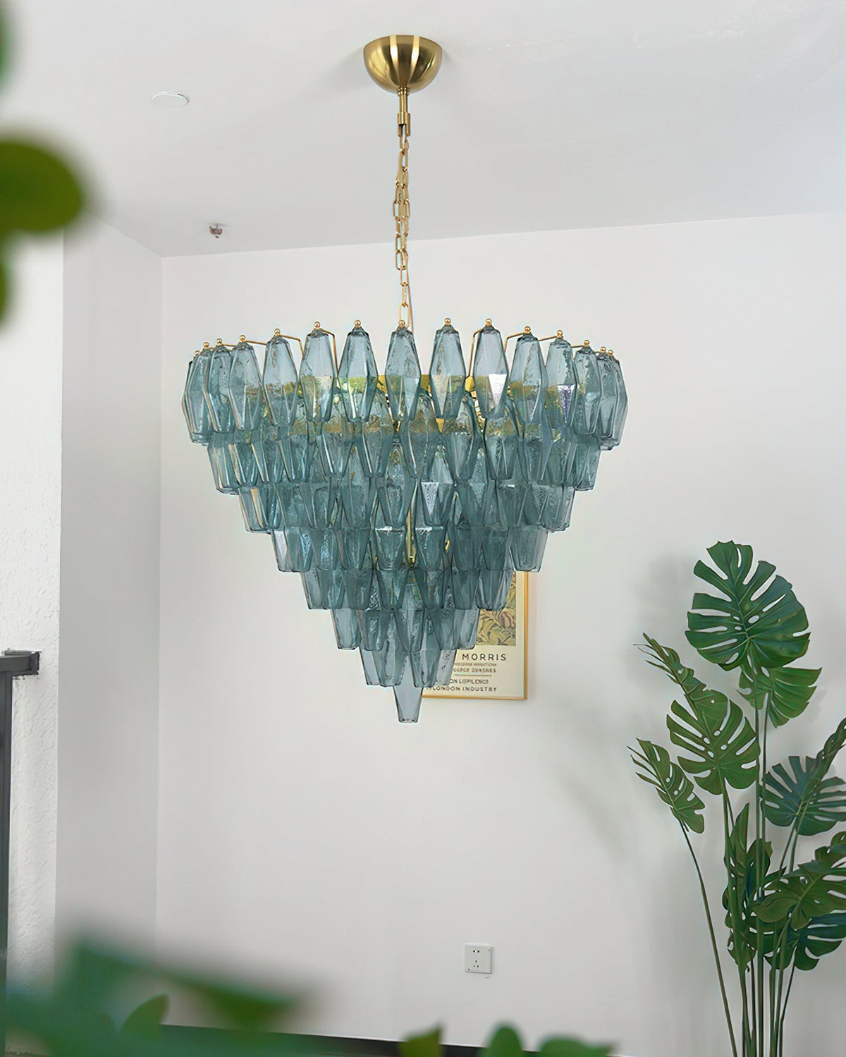 Rosalique Kronleuchter aus Glas in Lila &