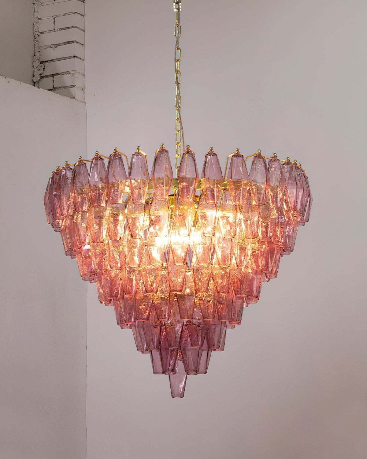 Rosalique Kronleuchter aus Glas in Lila &