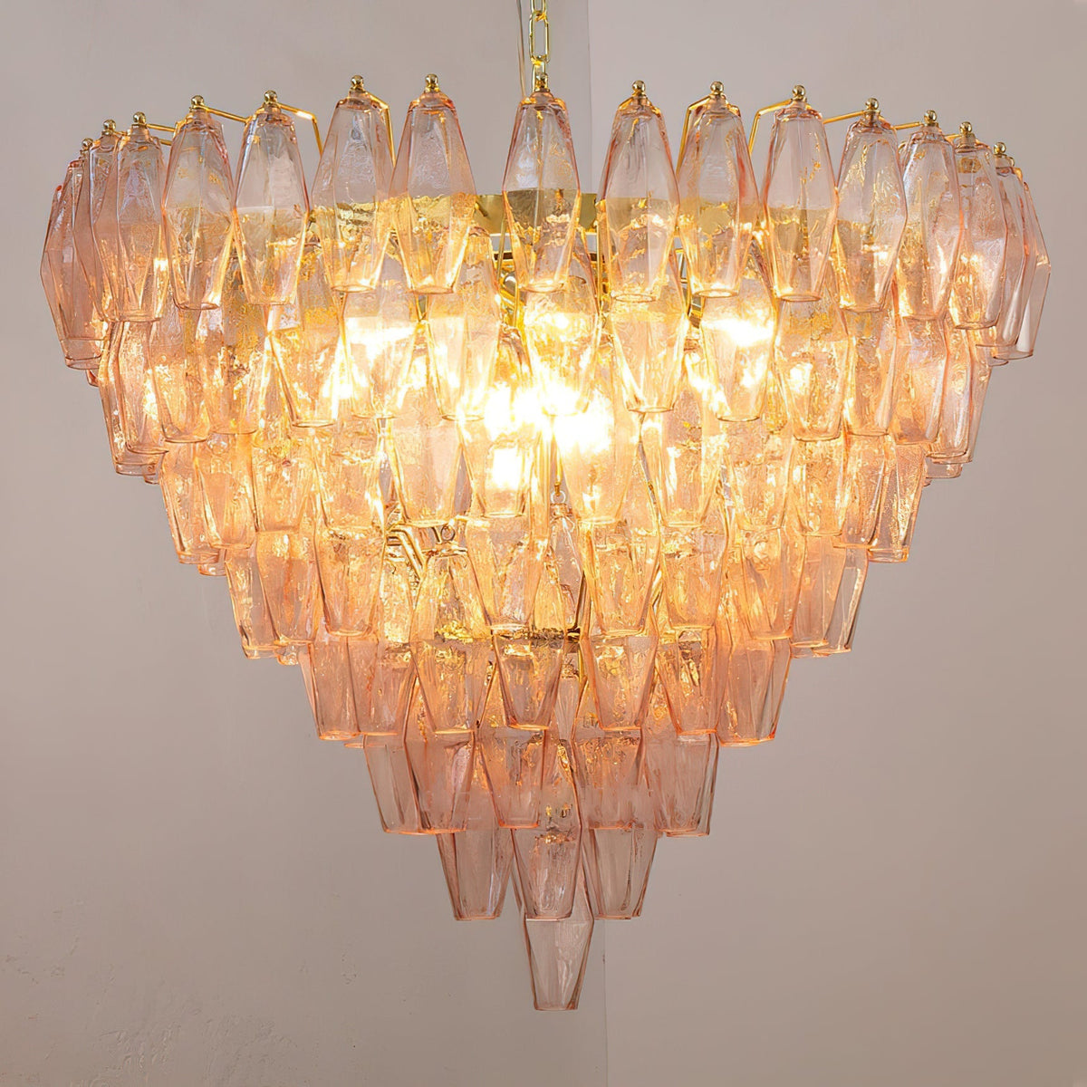 Rosalique Kronleuchter aus Glas in Lila &
