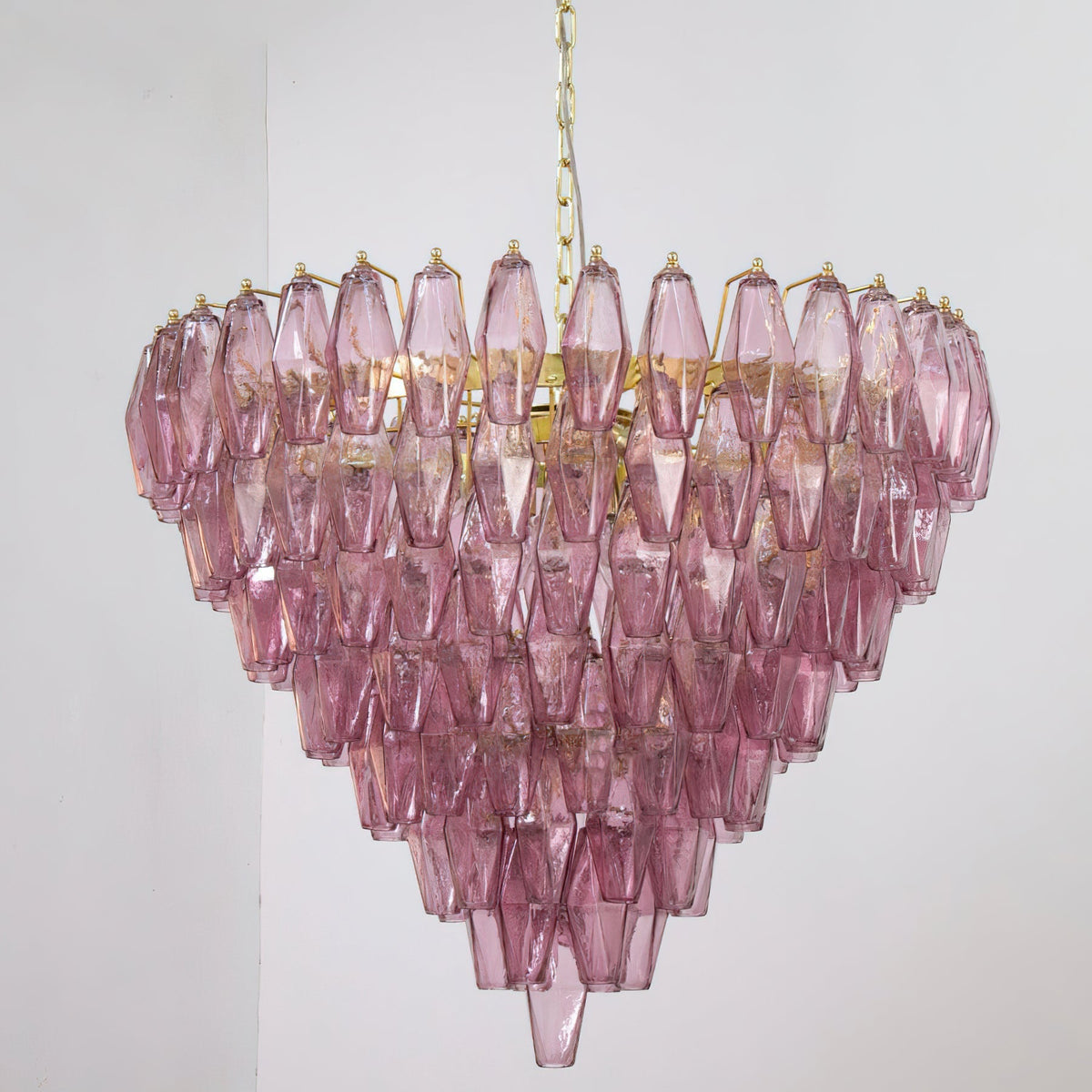Rosalique Kronleuchter aus Glas in Lila &