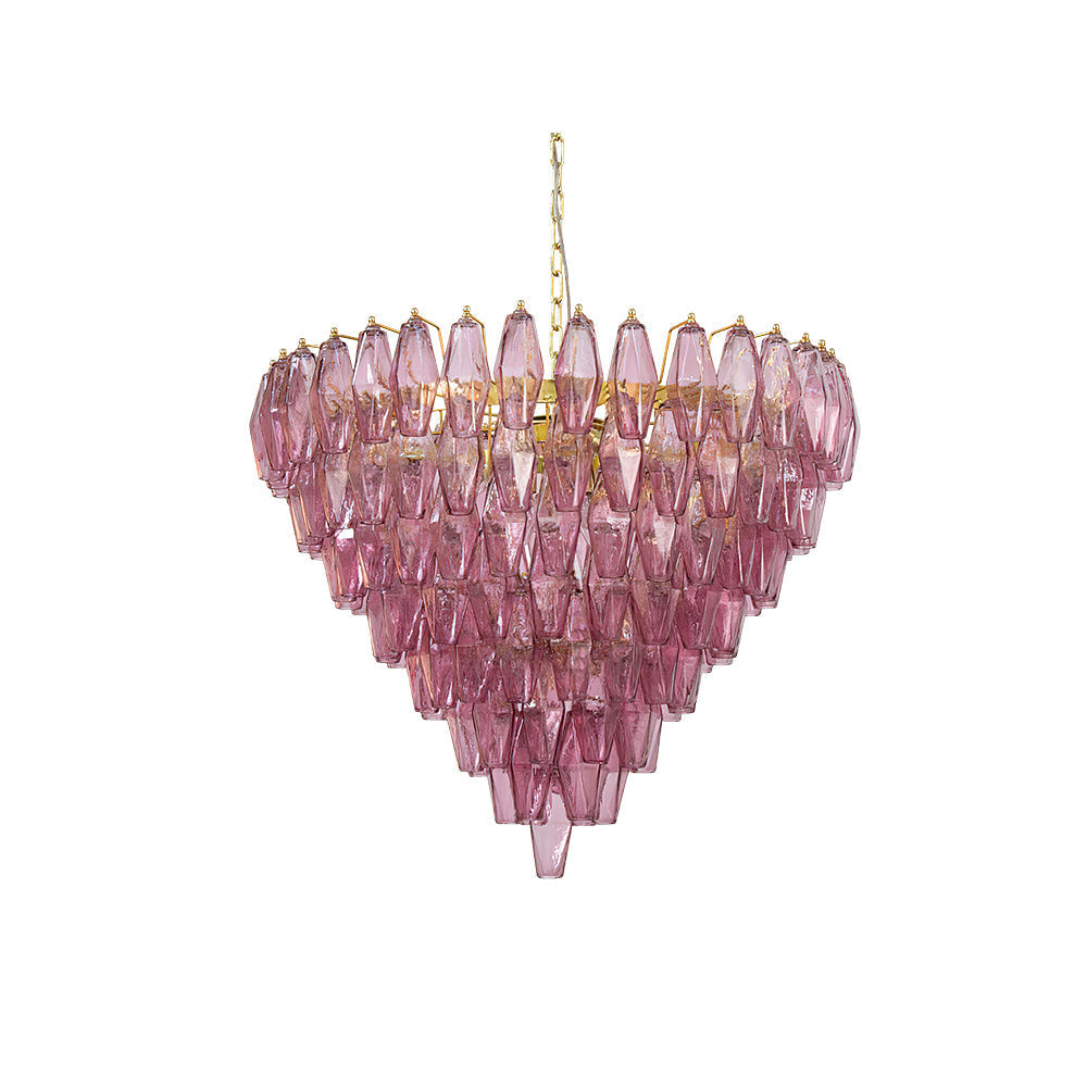 Rosalique Kronleuchter aus Glas in Lila &