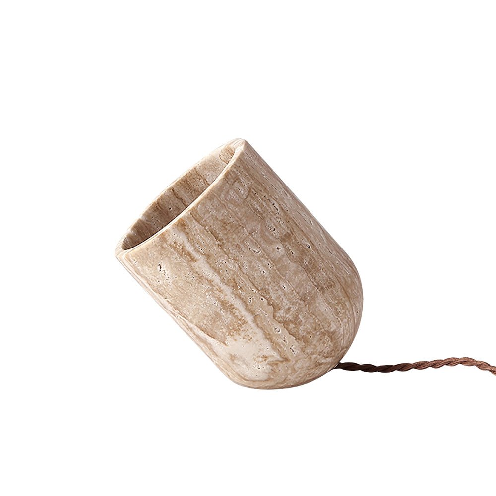 Valuaine Tischleuchte aus gelbem Travertin in Tapered Block-Form