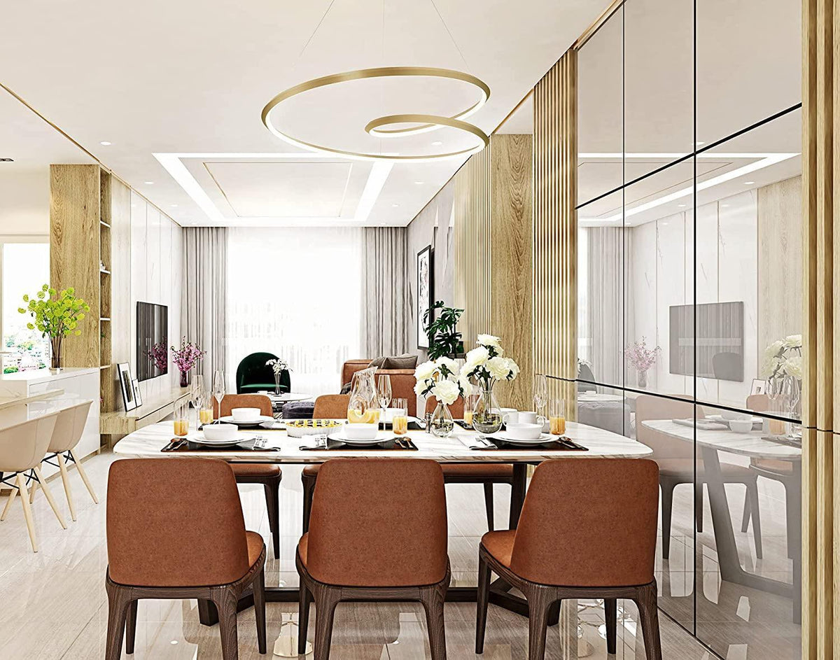 Dilen Kronleuchter Gold Aluminium Opalglas