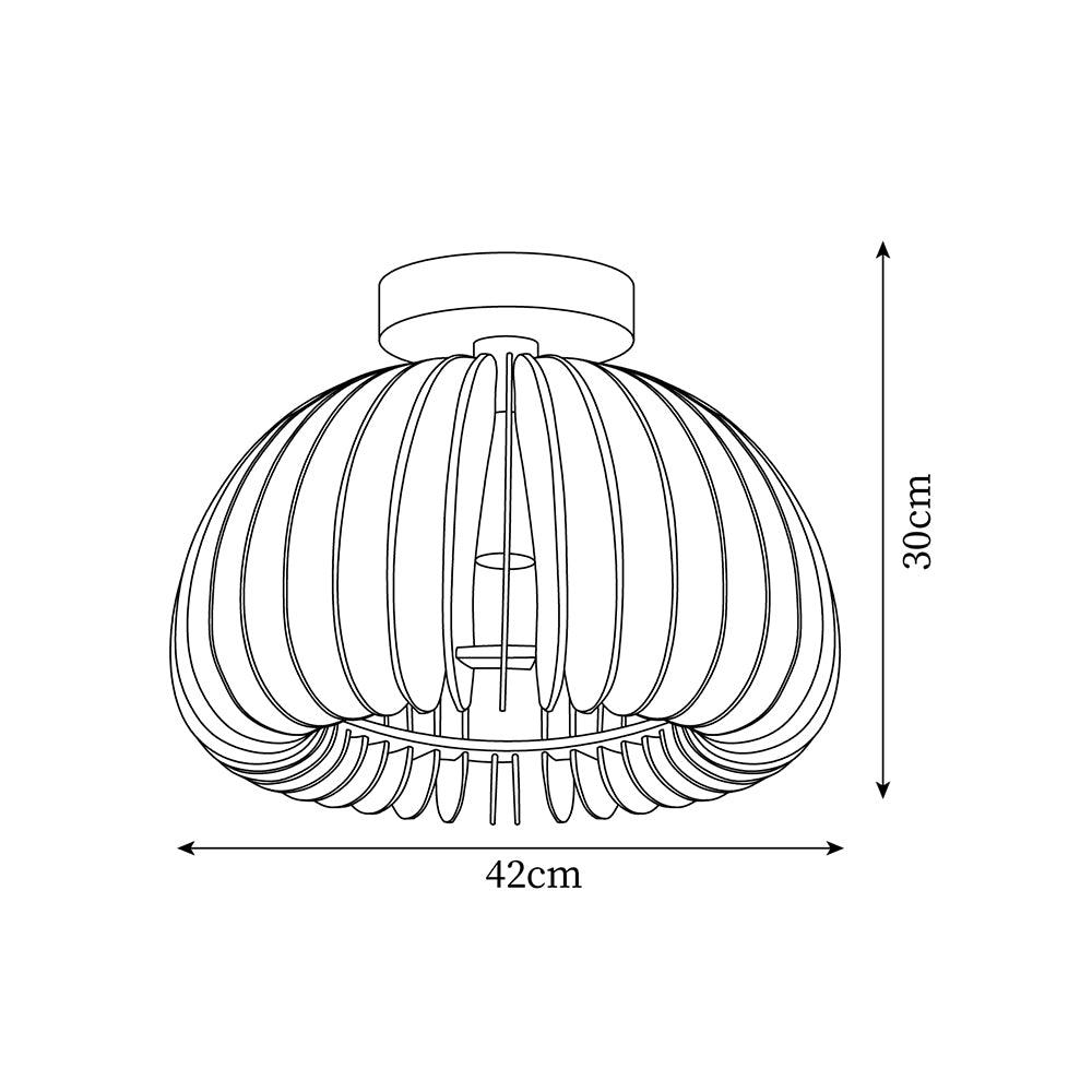 Deckenleuchte Pumpkin mit Bassholz-Deckenbaldachin und Lampenschirm Natural