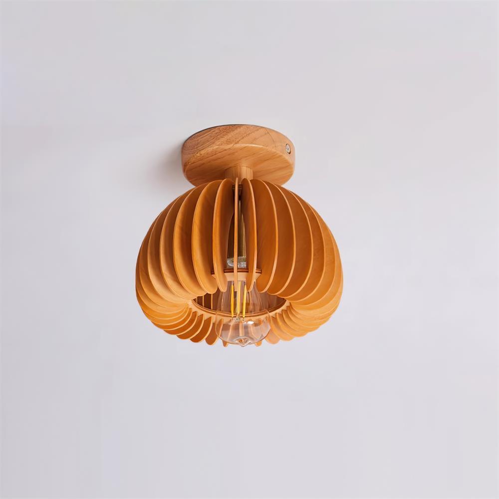Deckenleuchte Pumpkin mit Bassholz-Deckenbaldachin und Lampenschirm Natural