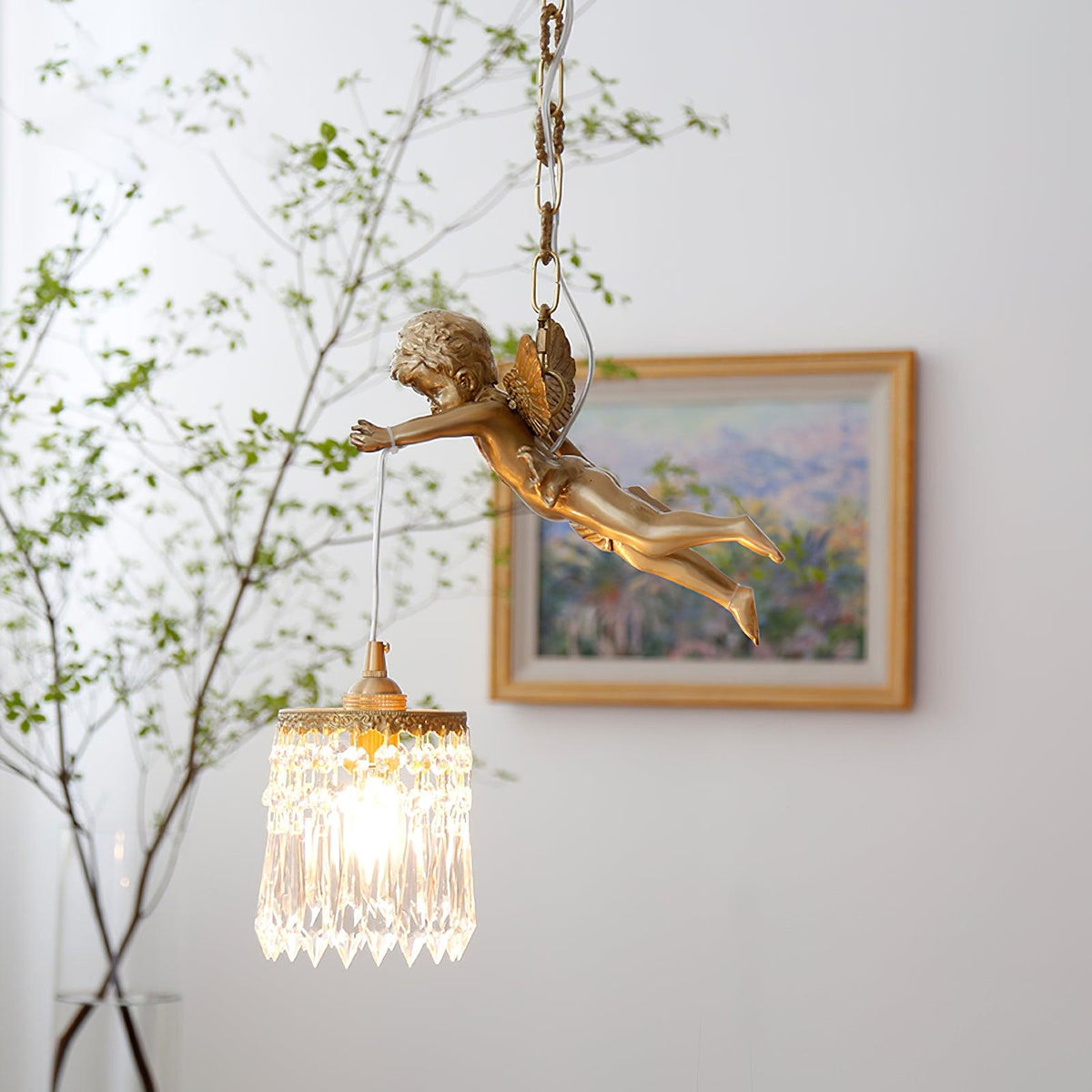 Calytra Messing & Kristall Kunst-Pendelleuchte