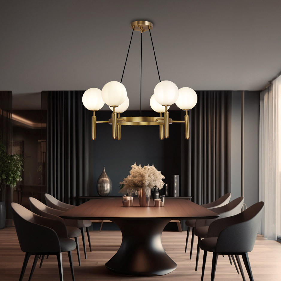 Kristy Modern/Rund LED Kronleuchter Gold Glas/Metall Wohnzimmer