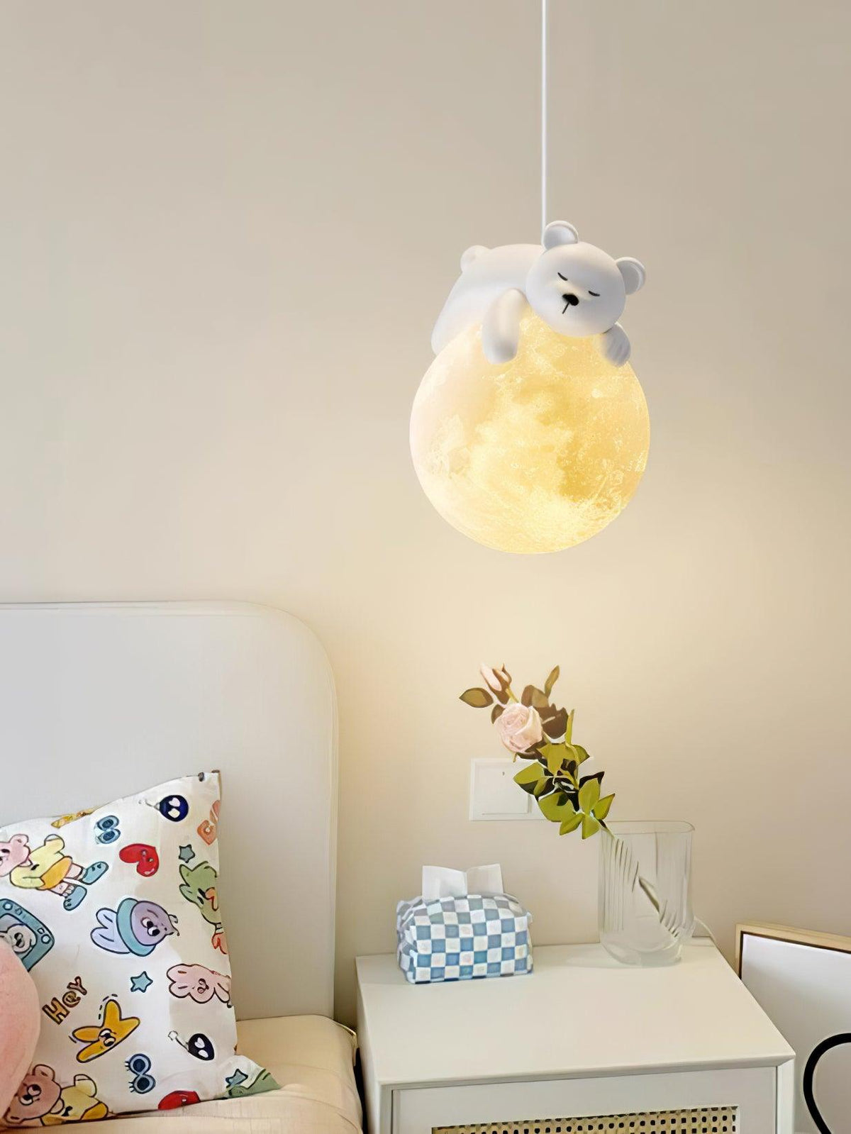 Velisise Pendelleuchte Bär Mond für Kinderzimmer