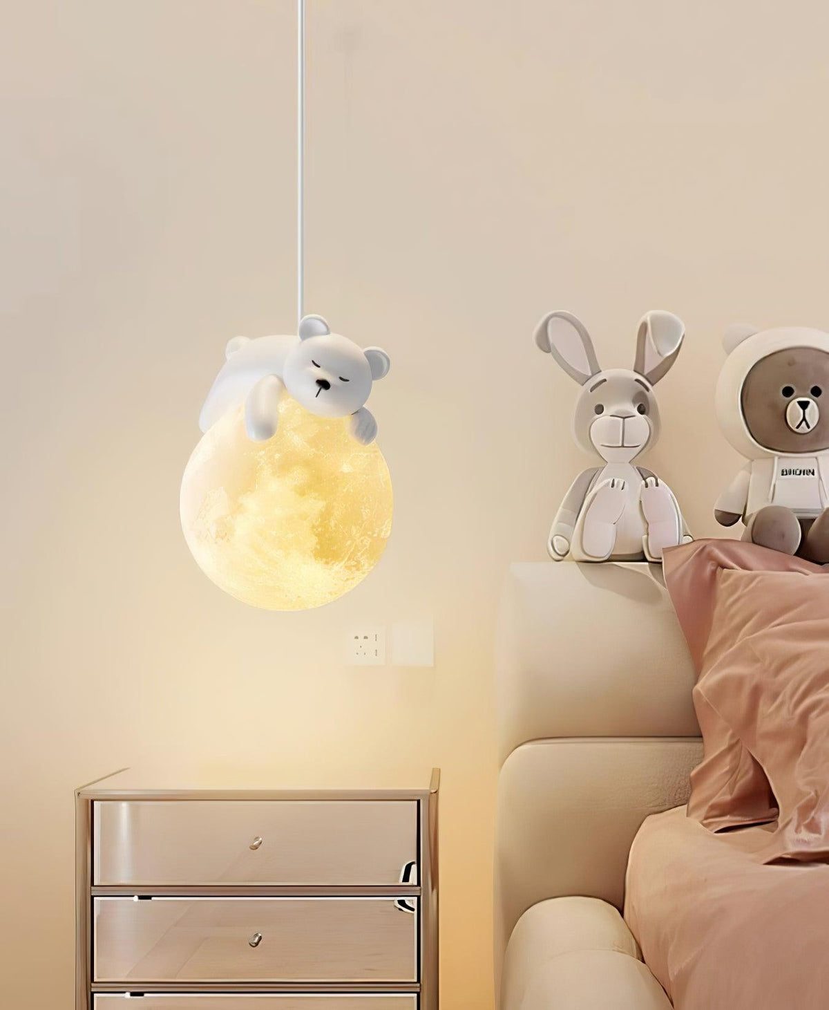Velisise Pendelleuchte Bär Mond für Kinderzimmer