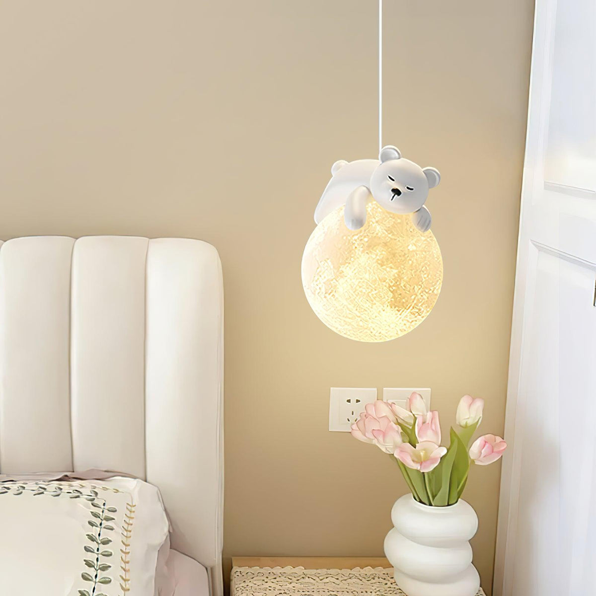 Velisise Pendelleuchte Bär Mond für Kinderzimmer
