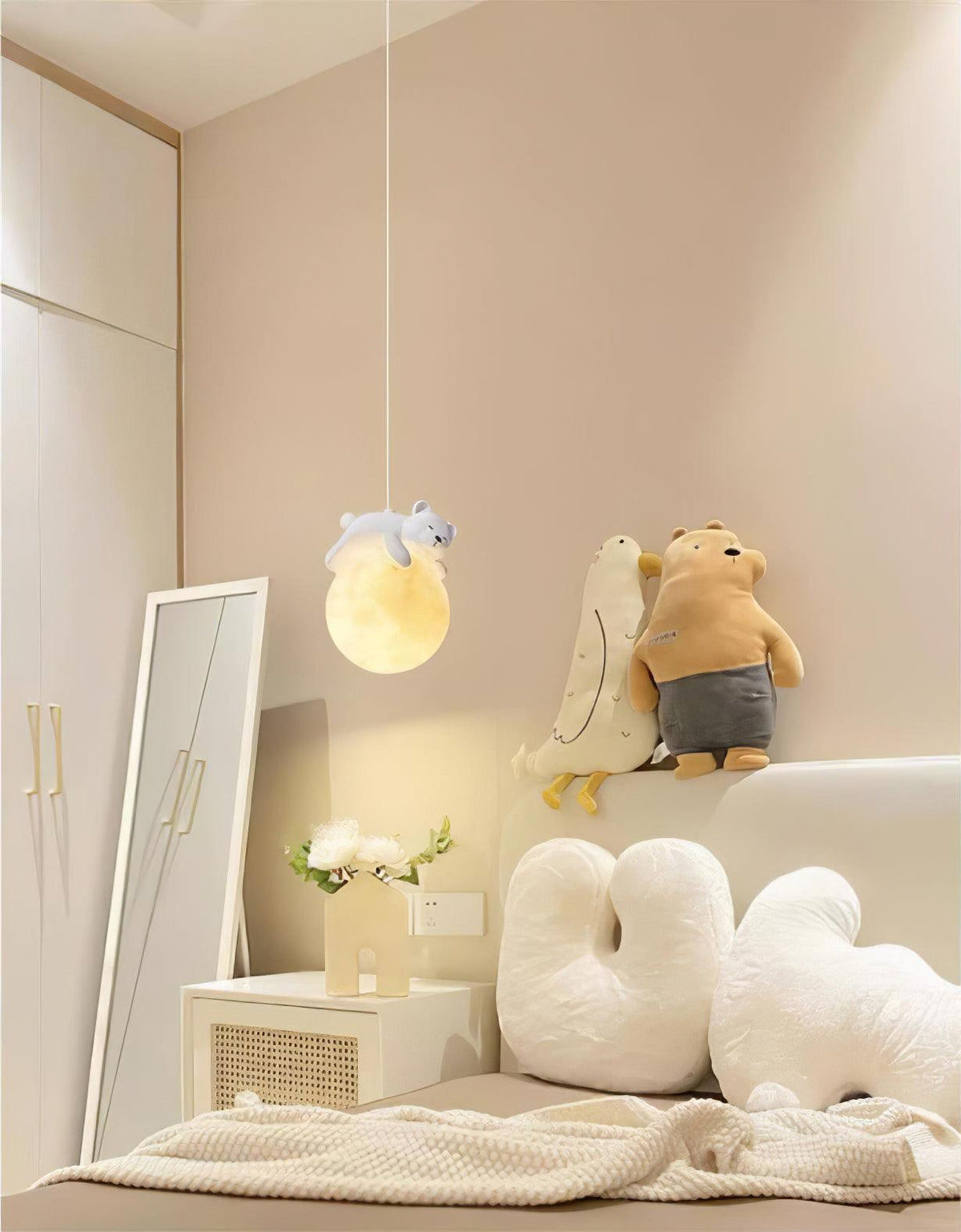 Velisise Pendelleuchte Bär Mond für Kinderzimmer