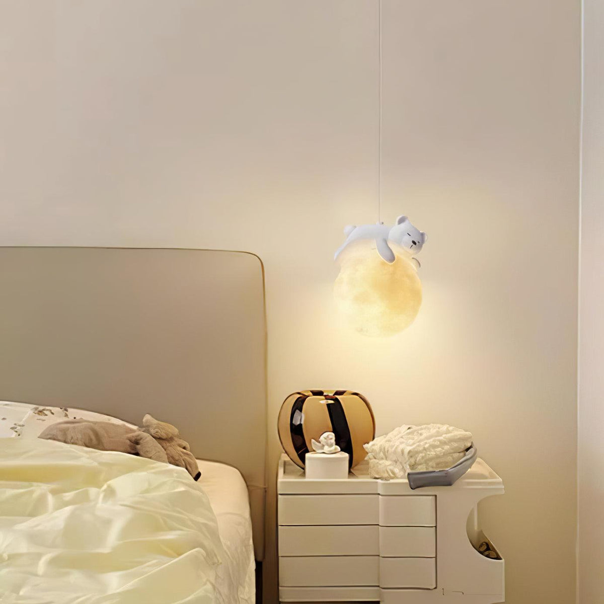 Velisise Pendelleuchte Bär Mond für Kinderzimmer