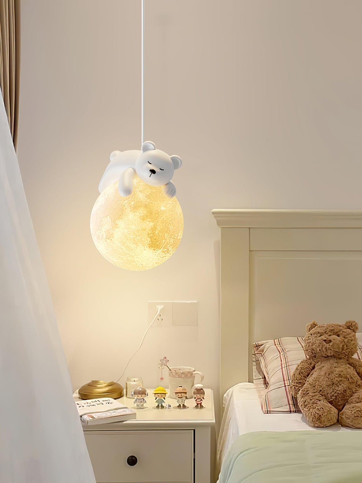 Velisise Pendelleuchte Bär Mond für Kinderzimmer