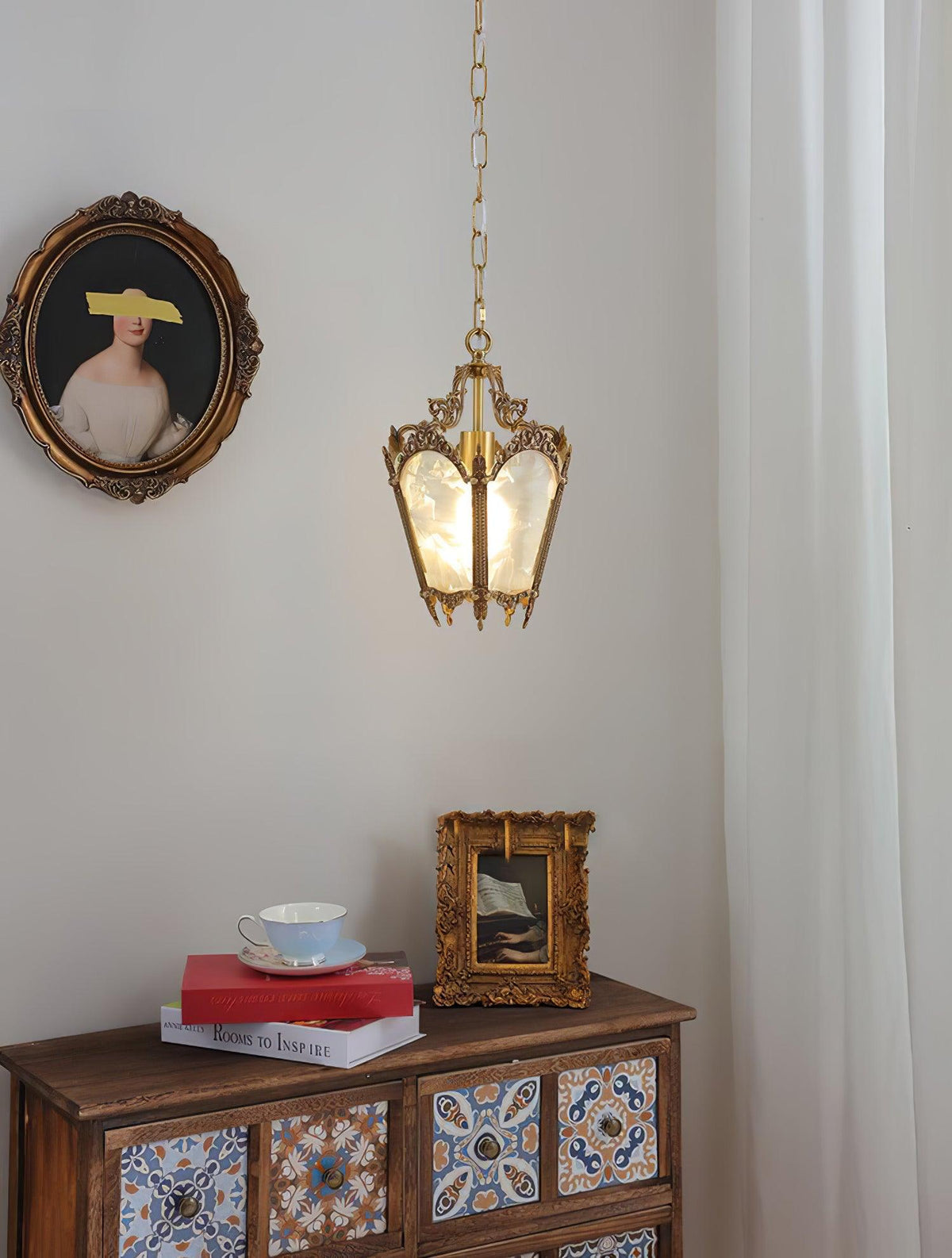 Auririelle Pendelleuchte aus Messing im Empire-Stil, antik und elegant