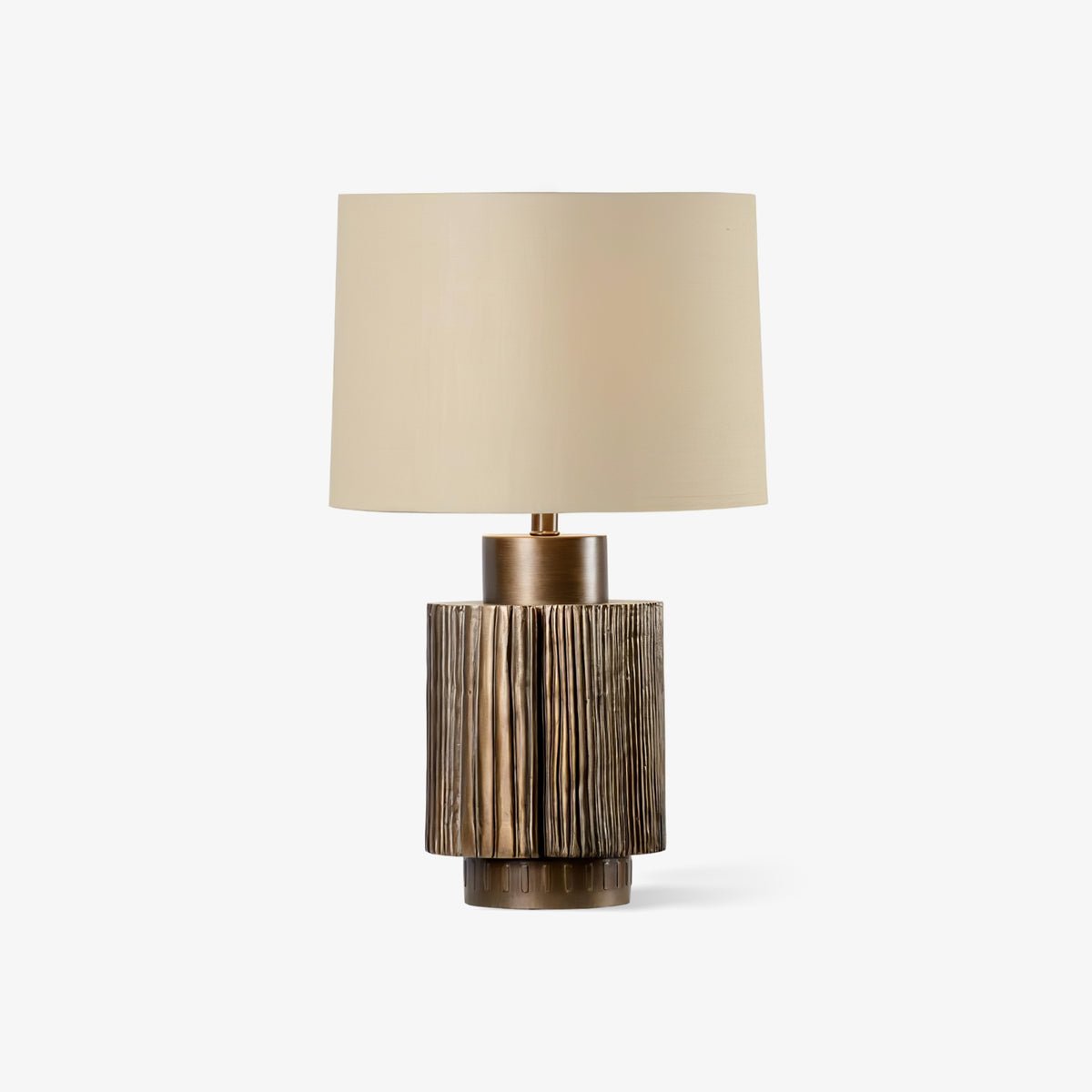 Lumeo Tischleuchte aus Bronze und Beige-Stoff, Luxus-Design