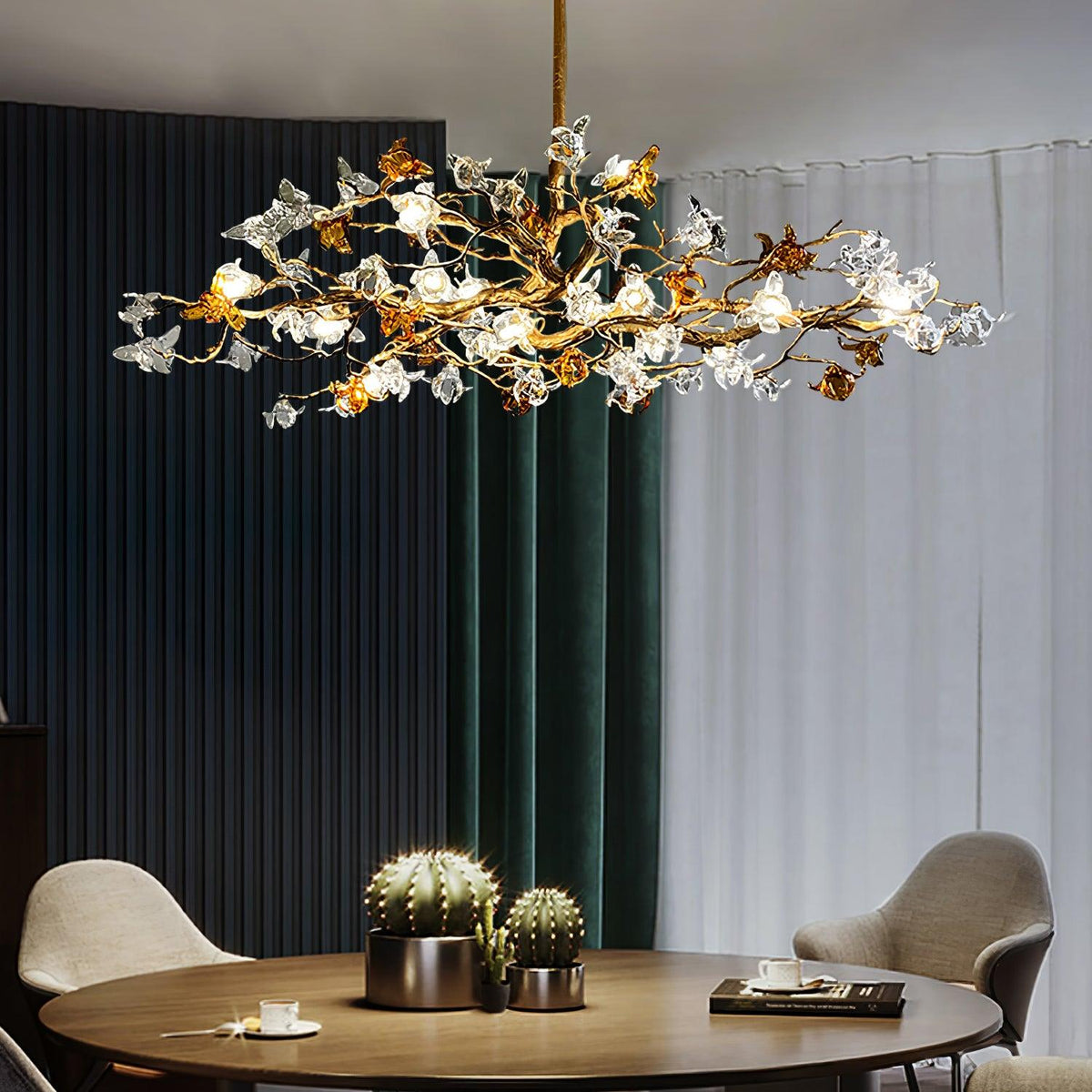 Ulfuvye Kronleuchter im postmodernen Luxus-Stil aus Messing mit Kristallzweigen