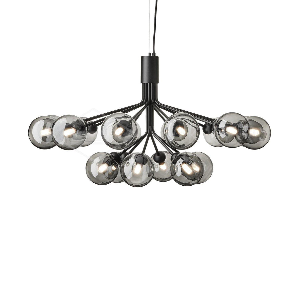 Eirelelle Pendelleuchte mit Glas-Kugel-Cluster in Messing
