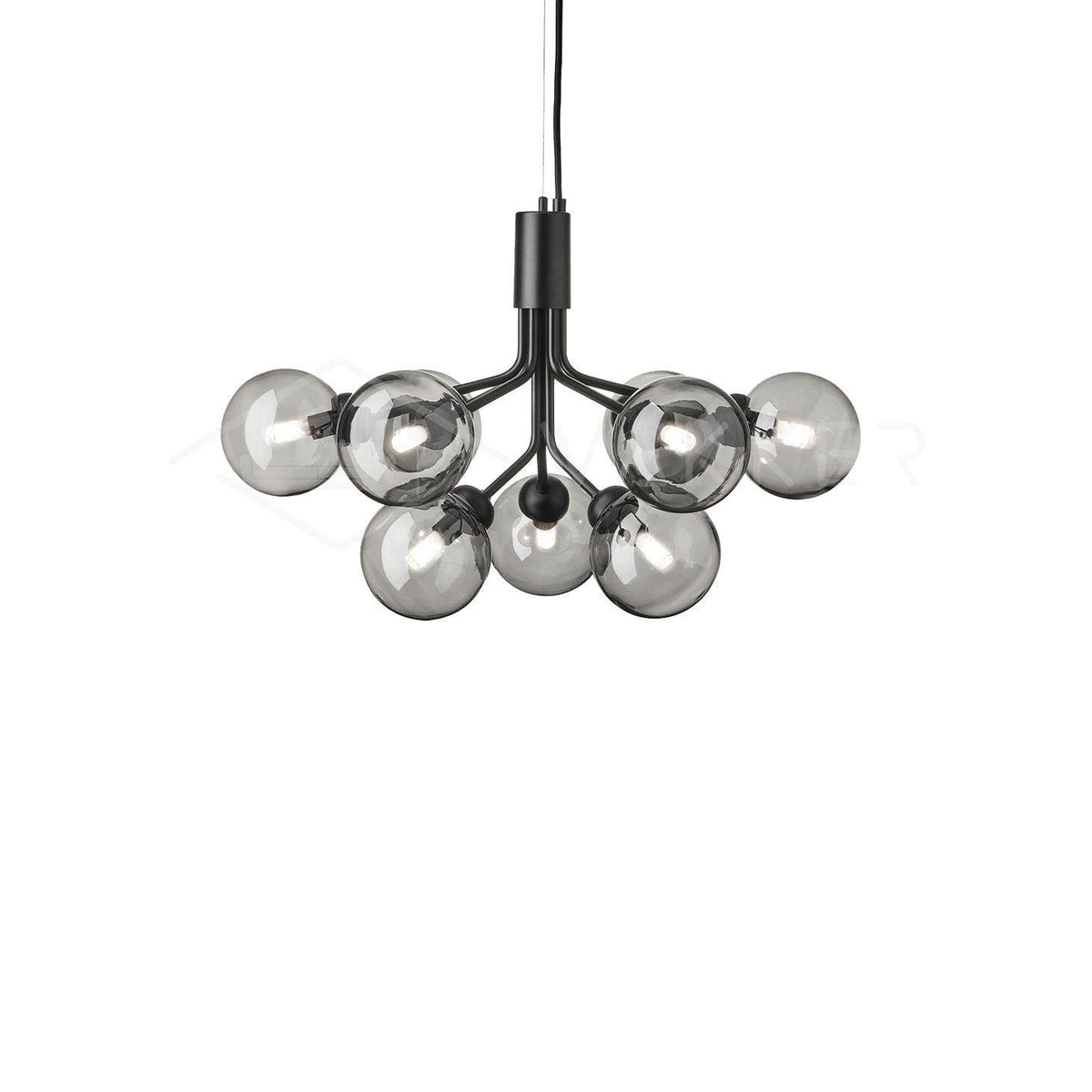 Eirelelle Pendelleuchte mit Glas-Kugel-Cluster in Messing