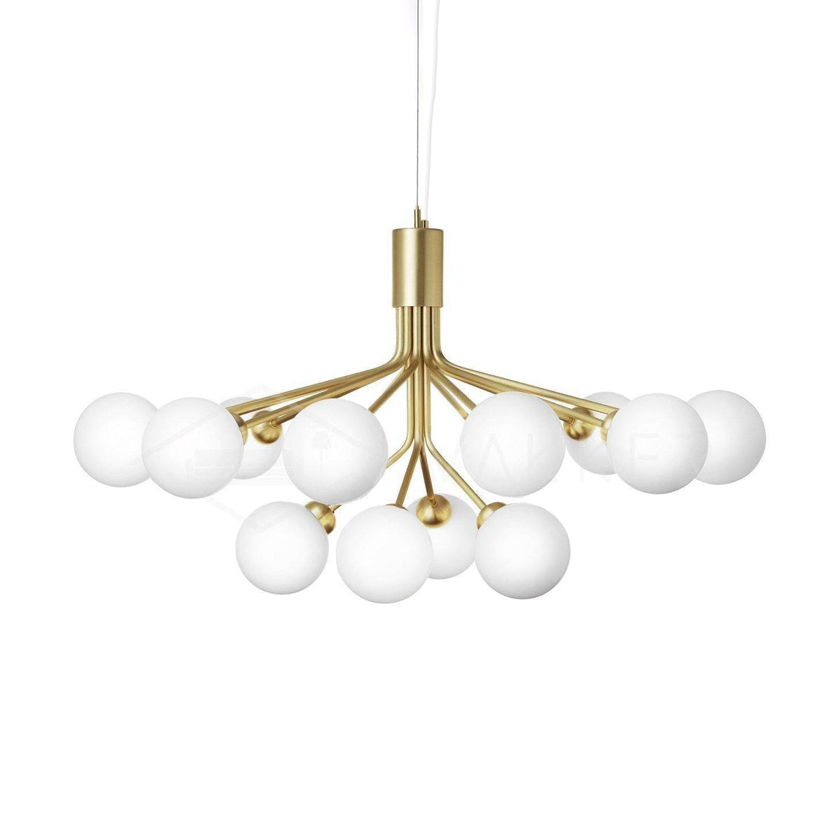 Eirelelle Pendelleuchte mit Glas-Kugel-Cluster in Messing