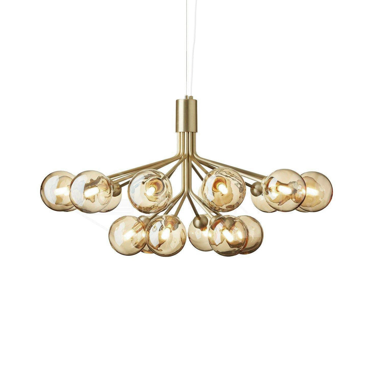 Eirelelle Pendelleuchte mit Glas-Kugel-Cluster in Messing