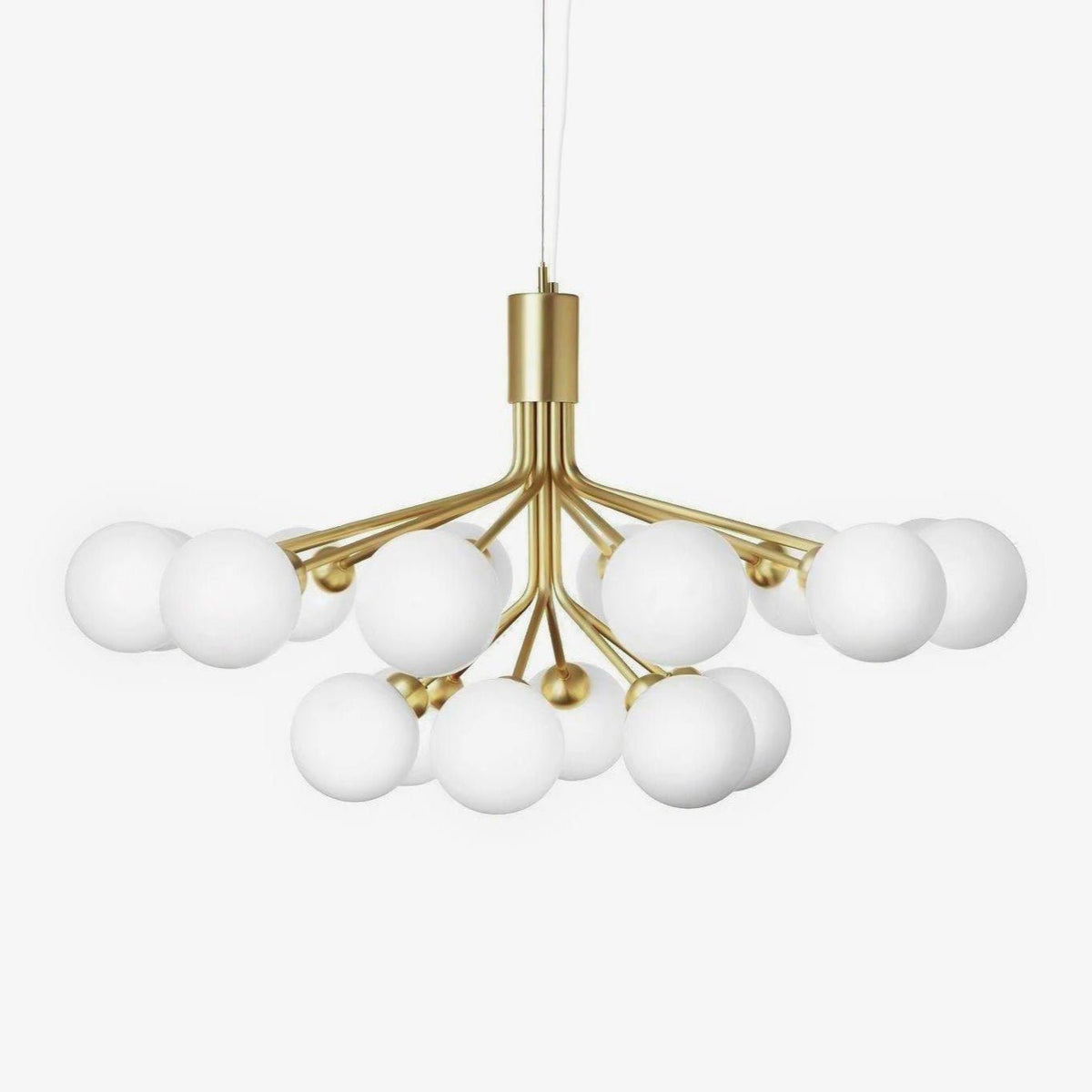Eirelelle Pendelleuchte mit Glas-Kugel-Cluster in Messing